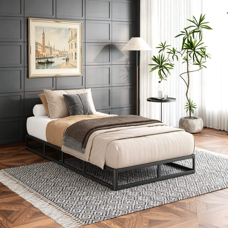 6 Inch Twin Box Spring, Low Profile Metal Frame Mattress Foundation, 2000 Lbs Capacity, Easy Assembly, Quiet & Noise-Free