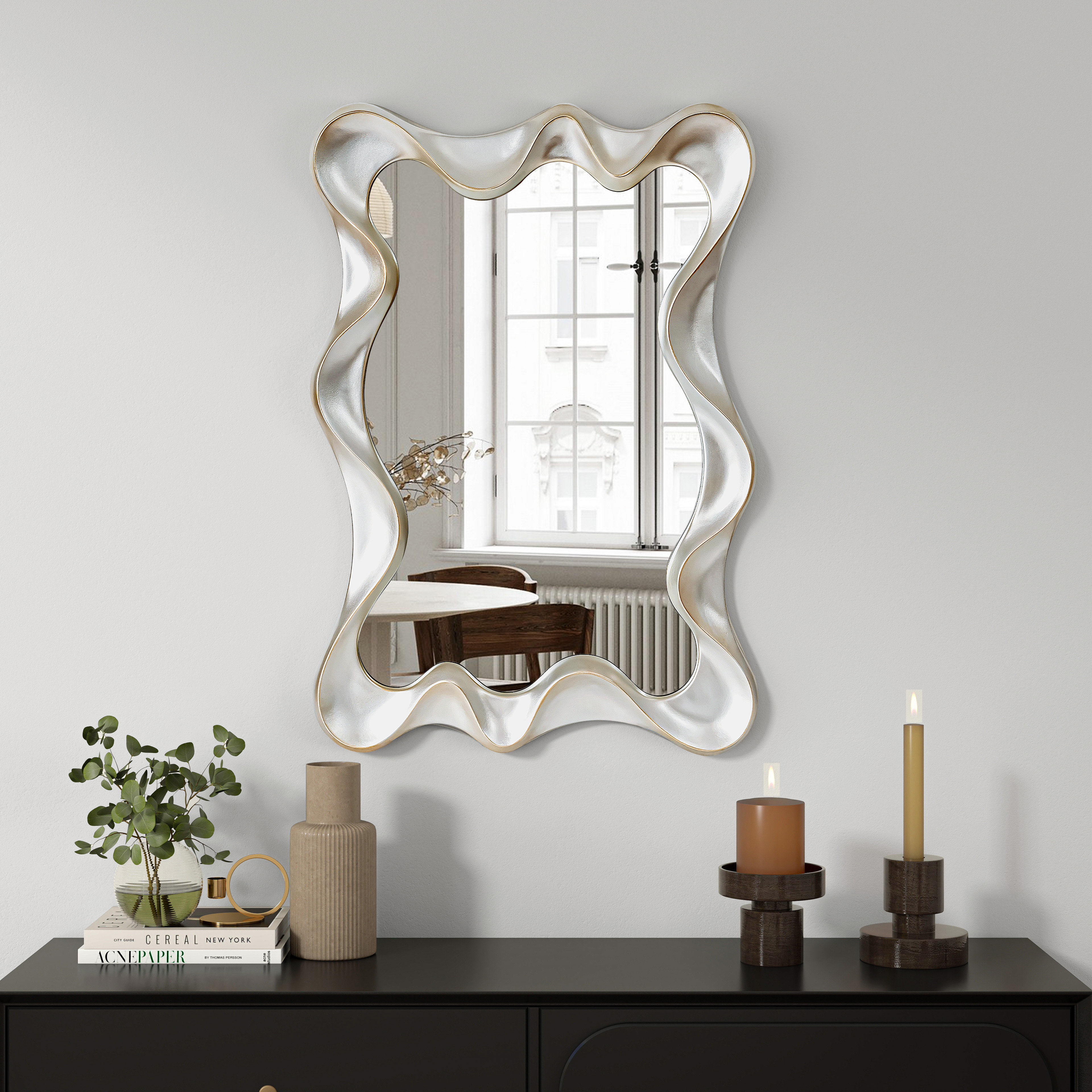 shyfoy Artistic Silver Wavy Wall Mirror | Wayfair.co.uk