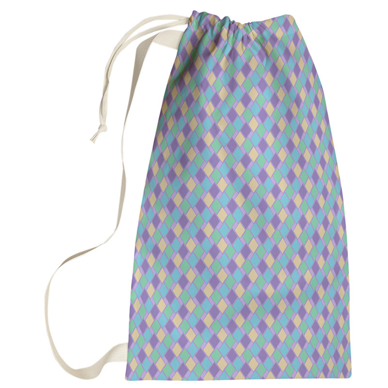 Leffel Fabric Laundry Bag with Handles, Large (76.5" H x 29.5" W x 1.5" D), Purple Pastel
