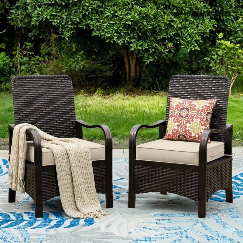Outdoor Chair Seat Cushions，Water-Resistant Patio Chair Cushions With Handle And Non-Slip Bottom, Cream, 17" W x 16" D