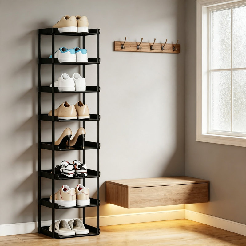 8 Pair Shoe Rack, Black