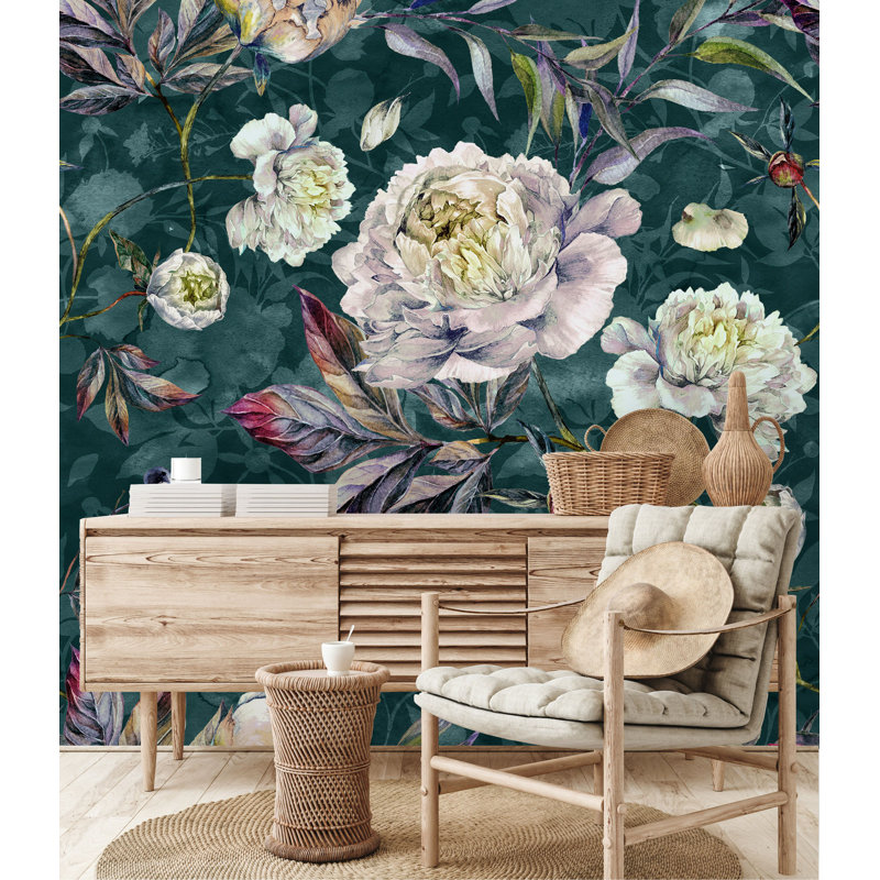 Austynn Floral Wall Mural, 8.34" L x 100" W, Paper