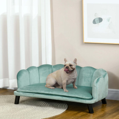 Grand canapé en velours avec coussin en mousse, lit pour chien doux et mignon avec motif perlé, canapé pour grands et moyens chiens