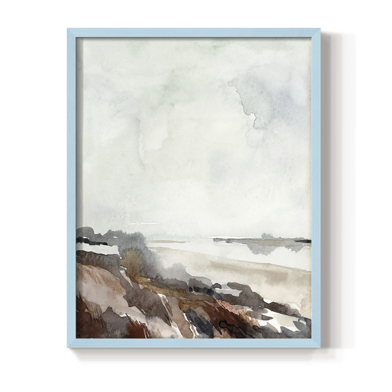 Coastal Inlet Study II, reproduction encadrée - bois massif, Bleu, H 10 po x l 8 po