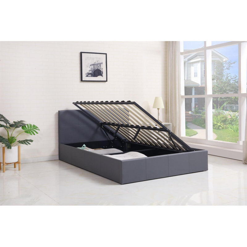 Ottoman Bed with Mattress, Grey
