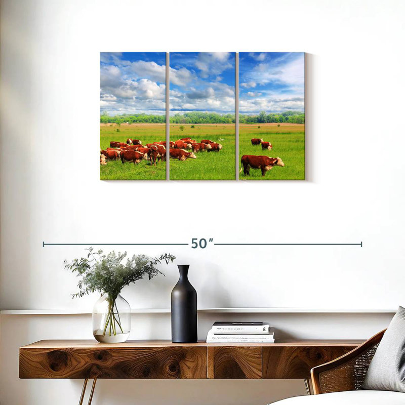 Brampt Grazing Hereford Cows, 20" H x 33" W