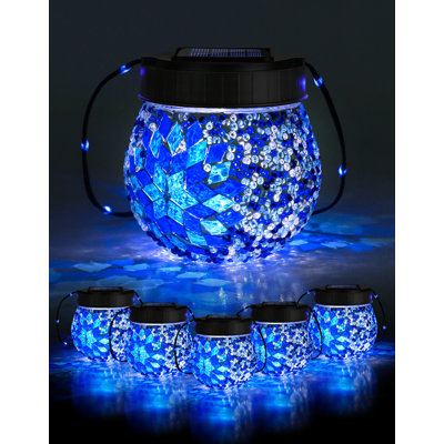 6 Pack Solar Hanging Lanterns, Waterproof Glass Globe Lights for Garden,Yard,Tree,Balcony Decor