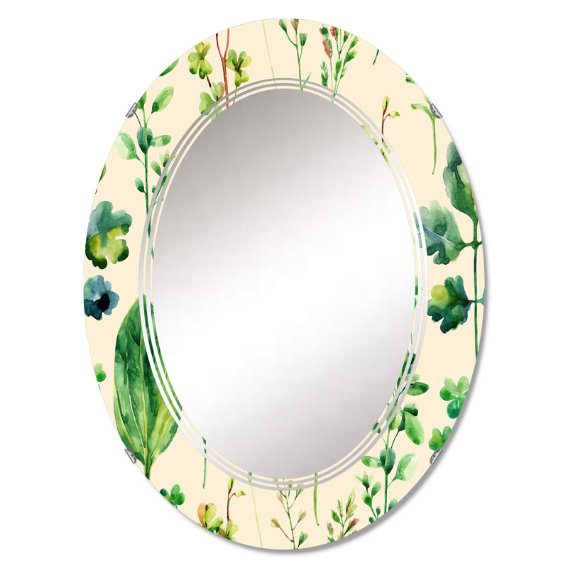 Meadow Weeds and Herbs I - Miroir mural traditionnel ovale, 30 po x 20 po