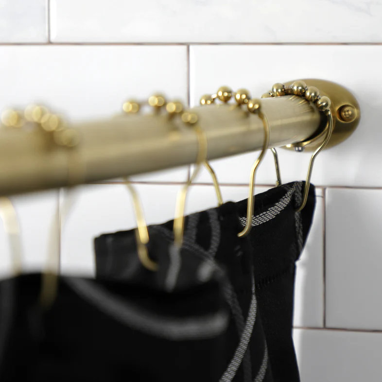 Antique Brass Adjustable Curved Shower Curtain Rod