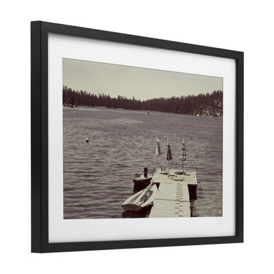 Vintage Lake Life Dock Framed Print Under Glass, design by Gemma Bardot