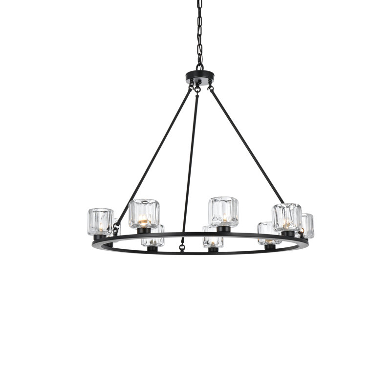 Lustre 32 pouces Enrique, H 30 po x l 36 po x P 36 po, Noir, noir, noir, noir