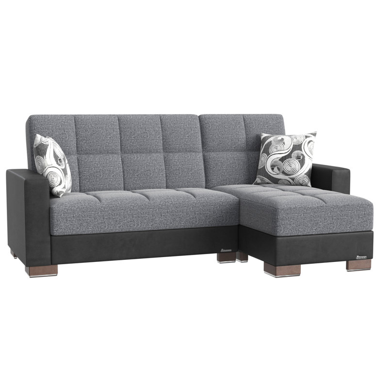 Chaise longue convertible avec rangement Primenest Nimbusflow, Grey/Black Chenille