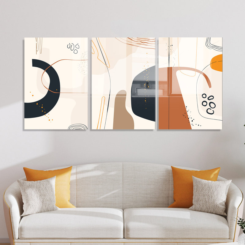 Ensemble de 3 peintures décoratives élégantes en verre trempé 19,7 po x 27,6 po chacune | 100% verre trempé, épaisseur: 0,2 pouce | Parfait pour la décoration de salon et de bureau, superbe attrait visuel et durabilité