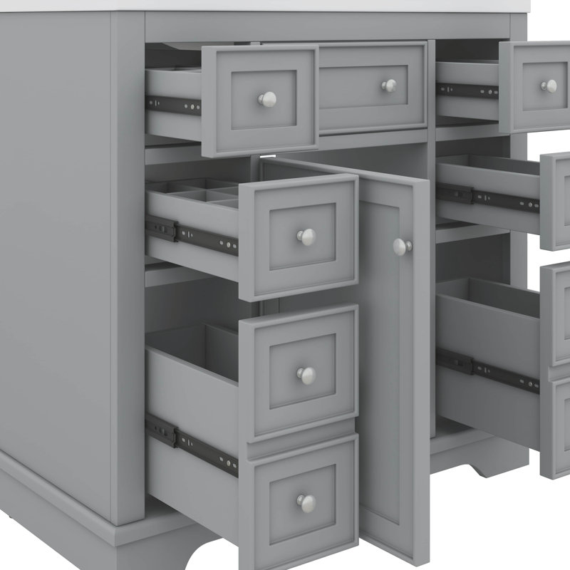 Ensemble de meuble-lavabo et de lavabo 36 po comprenant une armoire et des tiroirs, Gris