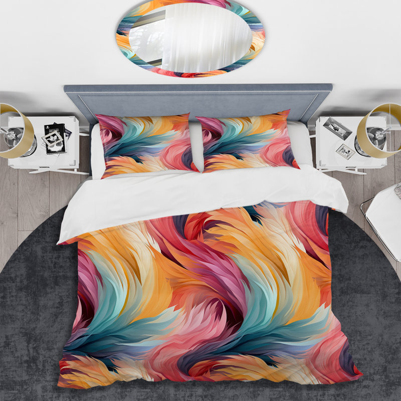 Ensemble de housse de couette rose et bleu, Housse de couette simple + 1 taie décorative stan