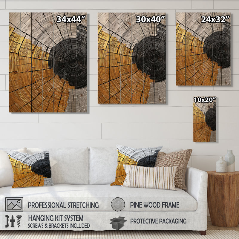 Golden Grey Wood Slide Roots Of Serenity II - Tree Wood Wall Art - On Natural Pine Wood, 44" H x 34" W x 0.78" D