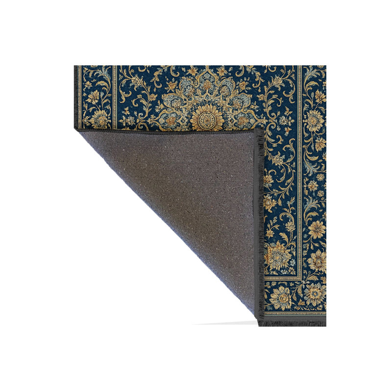 Tapis tissé traditionnel bleu marine Mosso, 3'3" x 9'10"