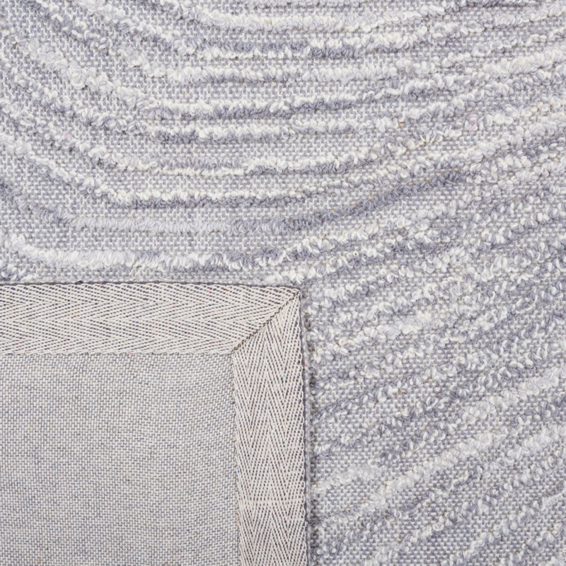 Aniessa Striped Hand Tufted Wool/Cotton Area Rug in White, Rectangle 5' x 8'