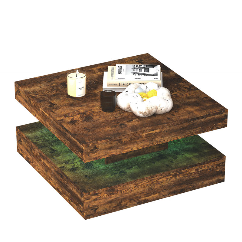 Jetmir Elegant Square Coffee Table with Storage – Modern Unique Design, 16-Color RGB LED Lights, Waterproof & Easy to Clean