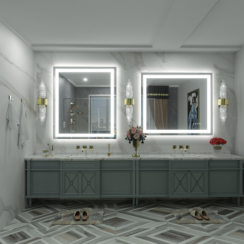 UL Certified Front & Back LED Anti-Fog Tempered Glass Bathroom/ Vanity Mirror - Basics by Wayfair™, 36" x 30"