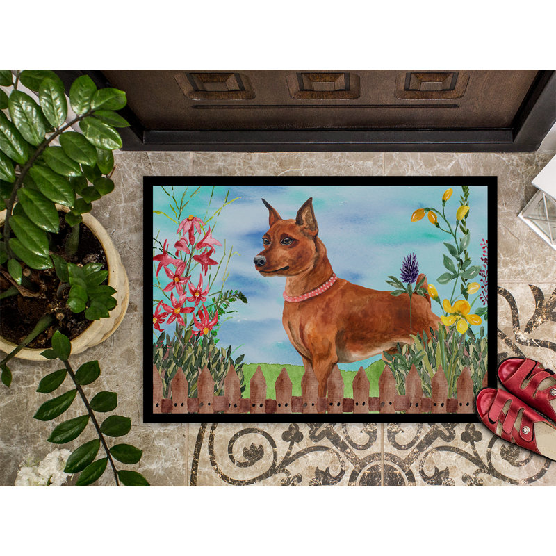 Tapis de porte d’extérieur antidérapant à ressorts pinscher miniature, Rectangulaire : 18 po x 27 po