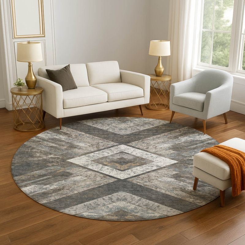 Premium Machine Washable Millbrook AMF1955 Geometric Rug, Round 8'