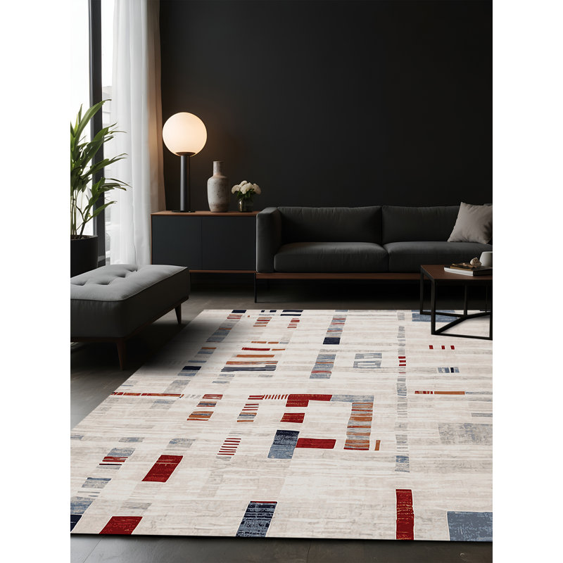Tapis beige soyeux et moelleux, Carré 3 pi