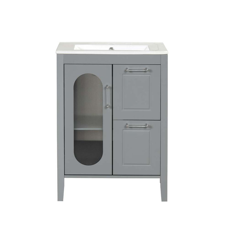 24 meubles-lavabos simples avec comptoir, Gris