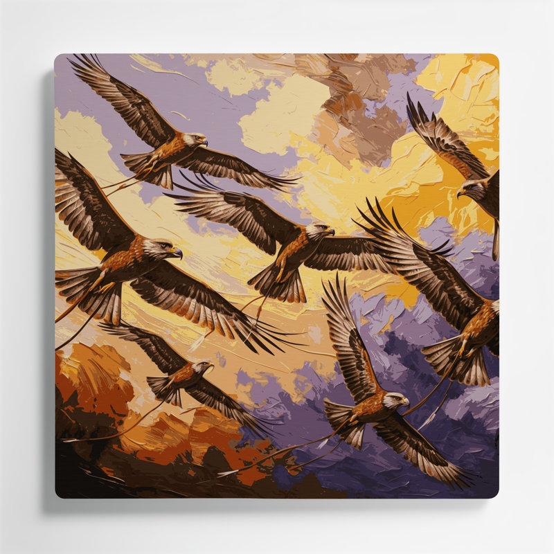 Art mural en métal oiseaux à bec jaune, H 12 po x l 12 po