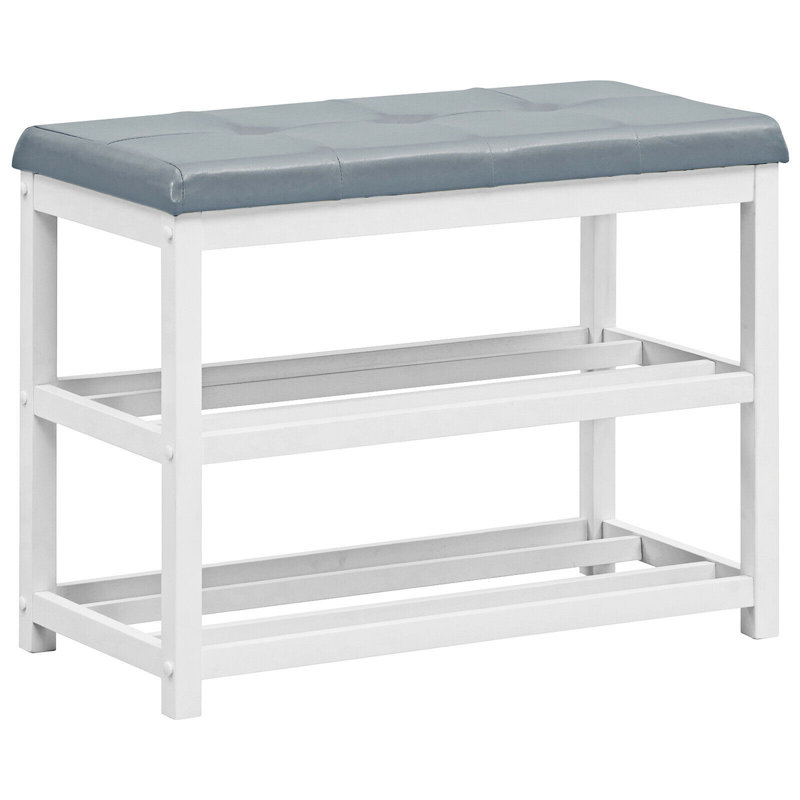 Banc de rangement Manni, Blanc / gris