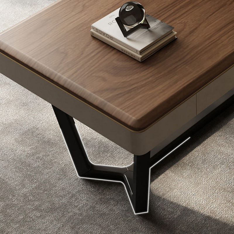 Bureau d'écriture avec tiroirs en noyer manufacturé, 29.53"H*62.99"W*27.56"D