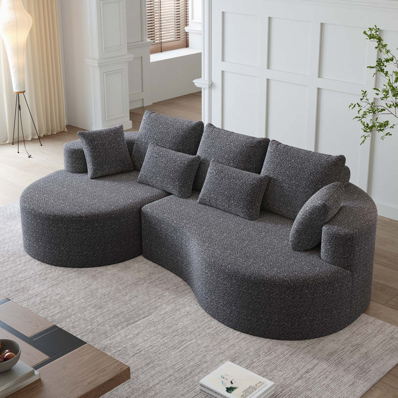 Boneless Modern Upholstered Oversized Sectional Sofa, 105-Inch Chenille 4-Seater Extra Deep & Wide Seat Curved Cloud Couch with 7 Pillows, Free Combination Sofa Couch for Living Room,Bedroom