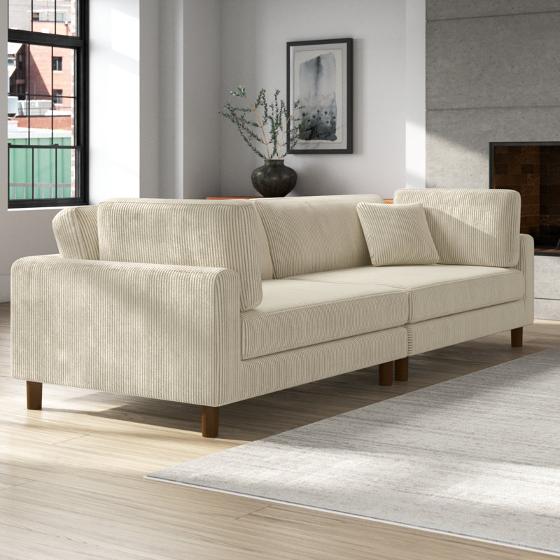 Assel 116'' Corduroy Sofa, Cream
