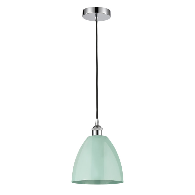Luminaire suspendu simple à 1 lumière Schiavone, Écume de mer, Chrome poli