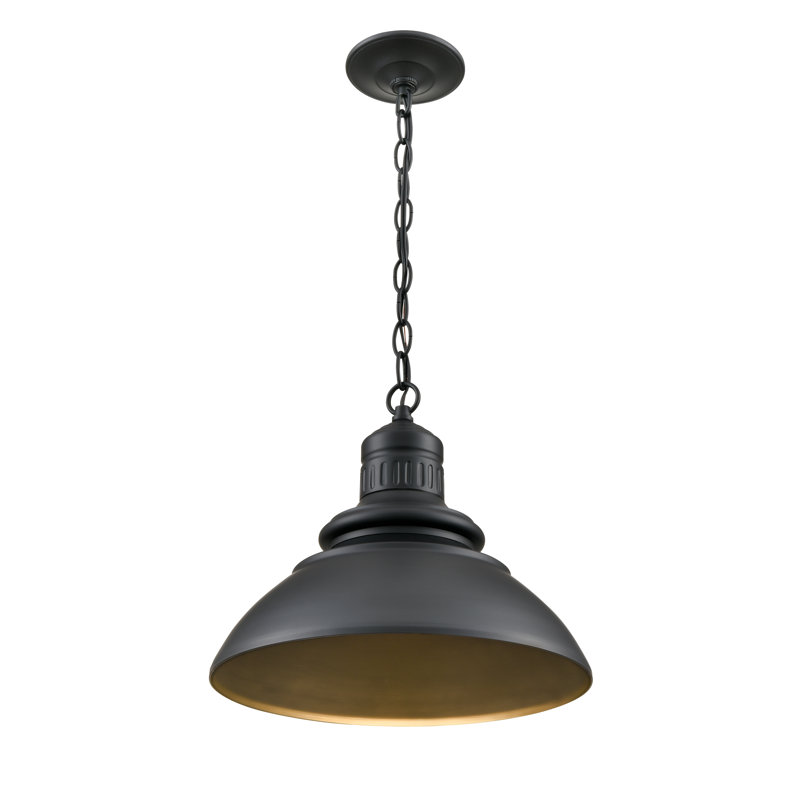 August Grove® Damontay LED Outdoor Hanging Lantern in Powder Coated Black