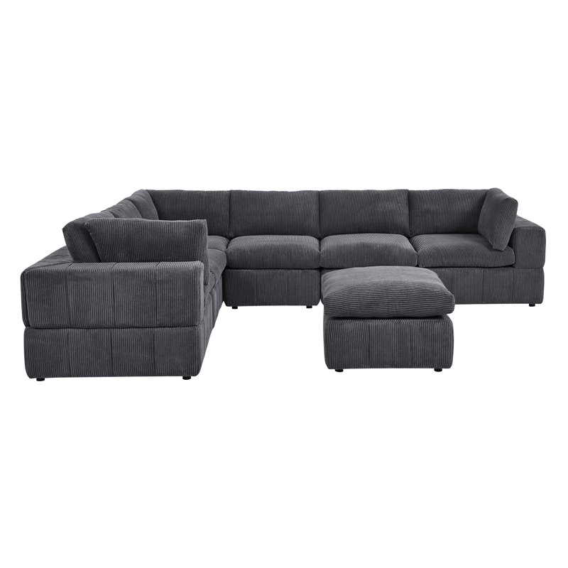 Wade Logan® Amy-Grace 7 - Piece Upholstered Sectional & Reviews | Wayfair