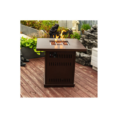 Foyer de table au propane de 28 po, foyer carré en acier de 50 000 BTU pour terrasse de jardin