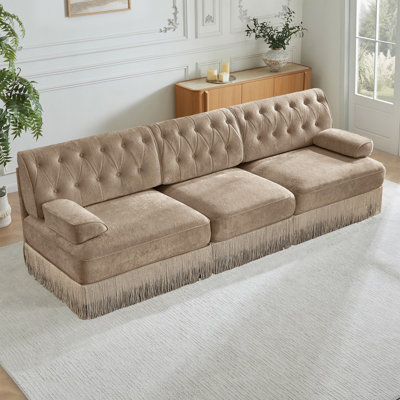 106'' 3-Seater Velvet Sofa