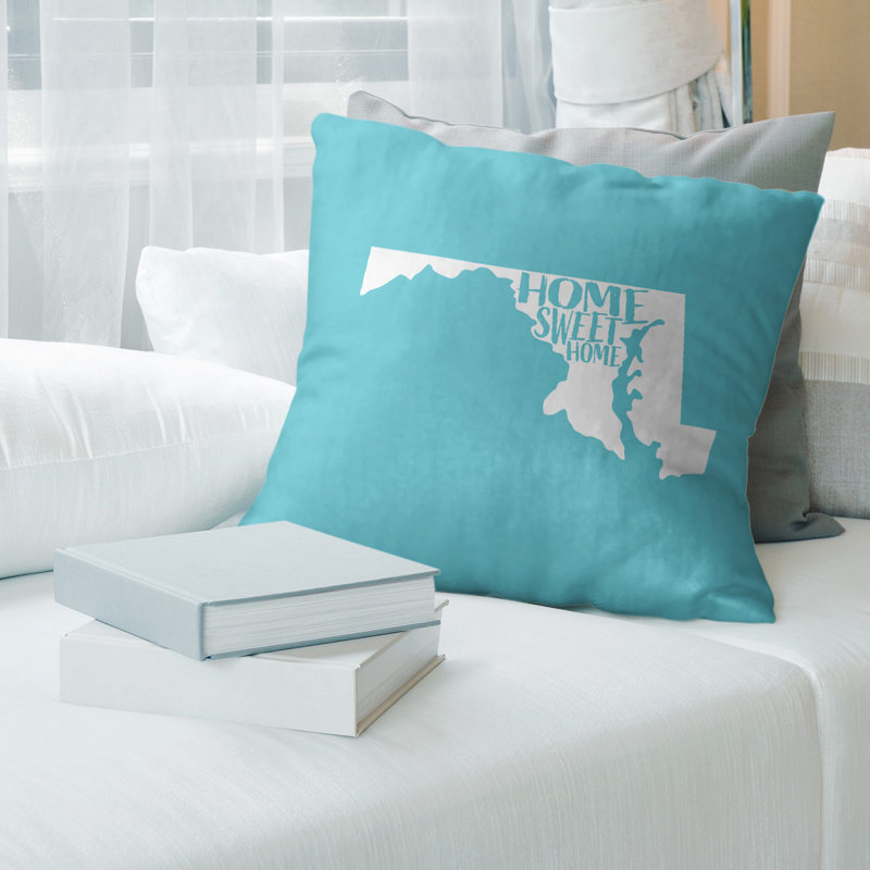 Reversible Throw Pillow, 14 x 14, Maryland, Teal