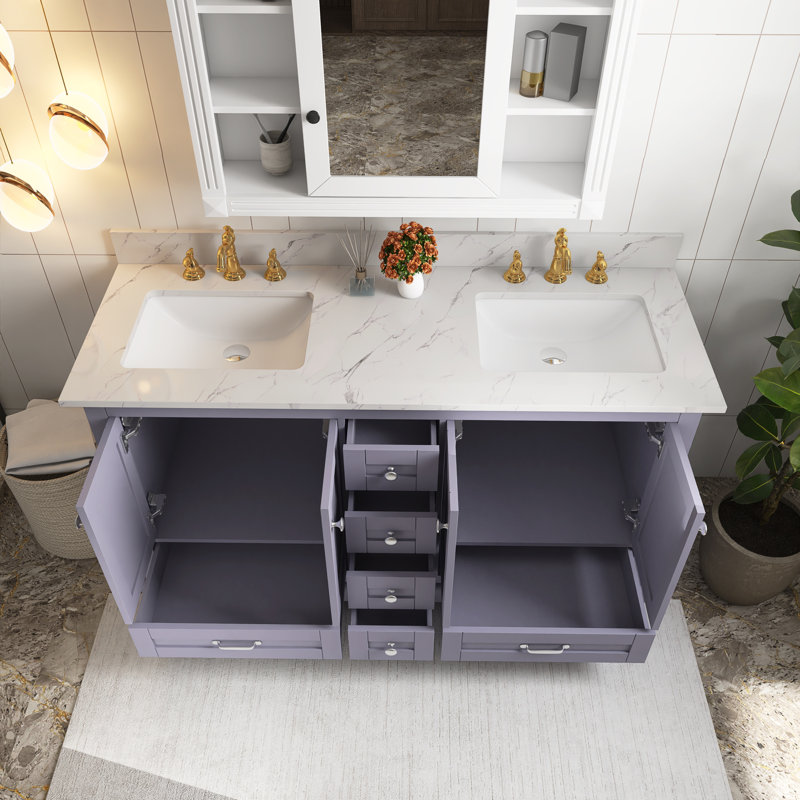 Ensemble de meuble-lavabo mural 60 po, Gris foncé