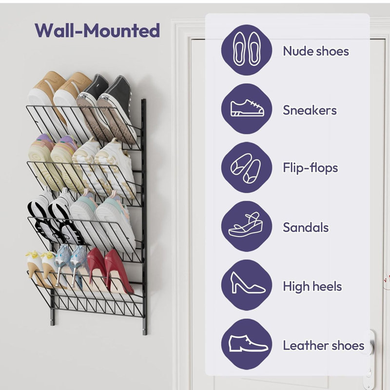 Rangement de chaussures réglable à 4 niveaux au-dessus de la porte