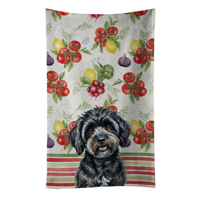Black Havanese Vegetables Kitchen Towel