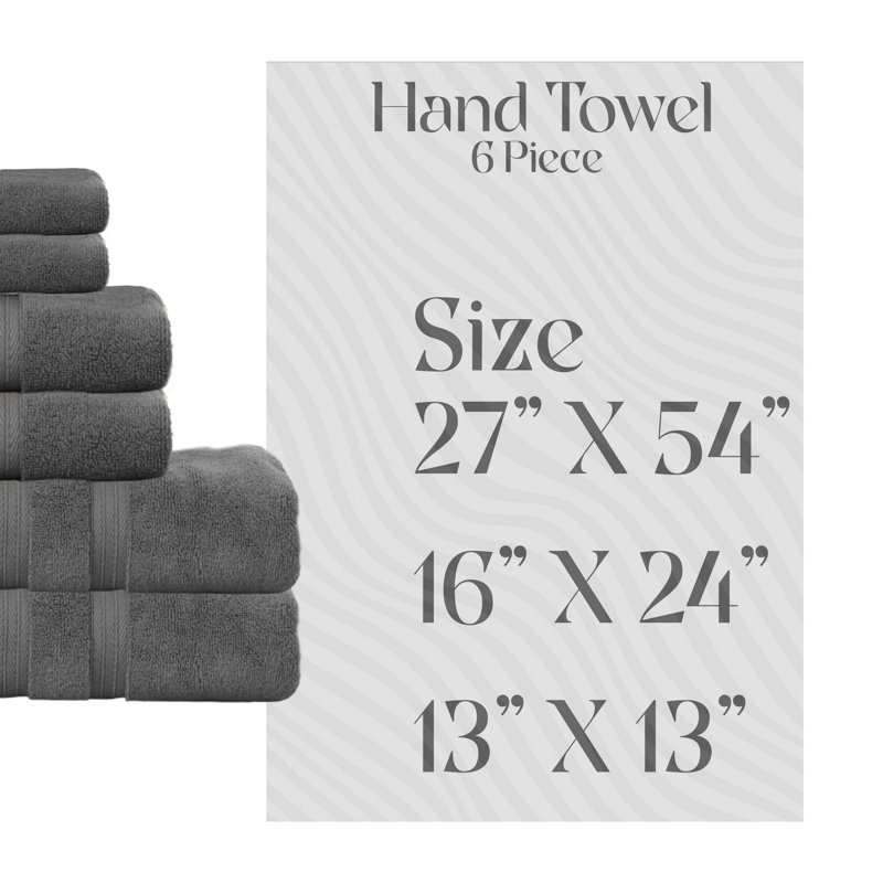 Elegance Essentials 550GSM 100% Cotton Zero Twist Bath Towel Set(2 Bath, 2 Hand Towel & 2 Washcloth), Dark Gray
