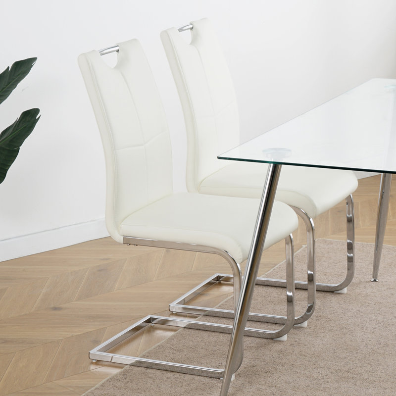 Chaise de salle à manger Culley, Blanc, Argent argent