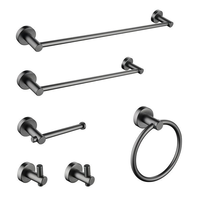Ensemble de quincaillerie de salle de bain 6 pièces, Bronze industriel-noir