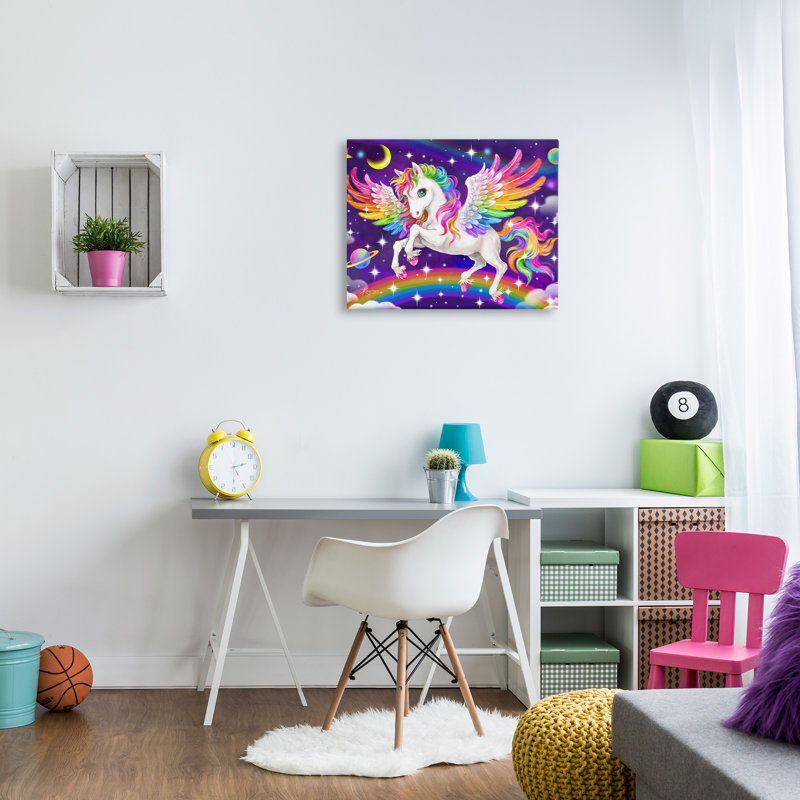 «Outer Space Unicorn» par Kayomi Harai, Toile tendue, H 16 po x l 20 po x P 1,5 po