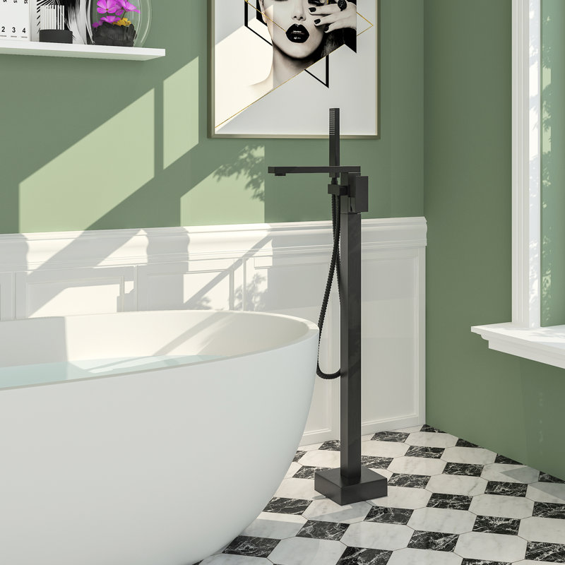 1 Handle Floor Clawfoot Tub Faucet with Diverter, Matte Black