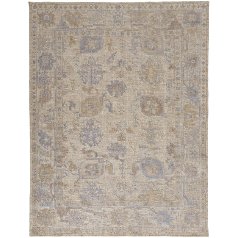 Wendover Transitional Floral & Botanical, Tan/Orange/Blue Area Rug, Rectangle 3'6" x 5'6"