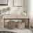 Minelba Farmhouse Console Table with Two Hidden Handle Drawers and Curved Edge