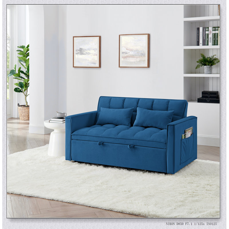 Versatile Foldable Sofa Bed with Adjustable Back for Ultimate Comfort and Space Saving, Antique Blue